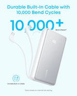 باور بانك Anker Zolo بسعة 20,000 مللي أمبير وشحن 22.5 واط مع كيبل USB-C مدمج | أسود
