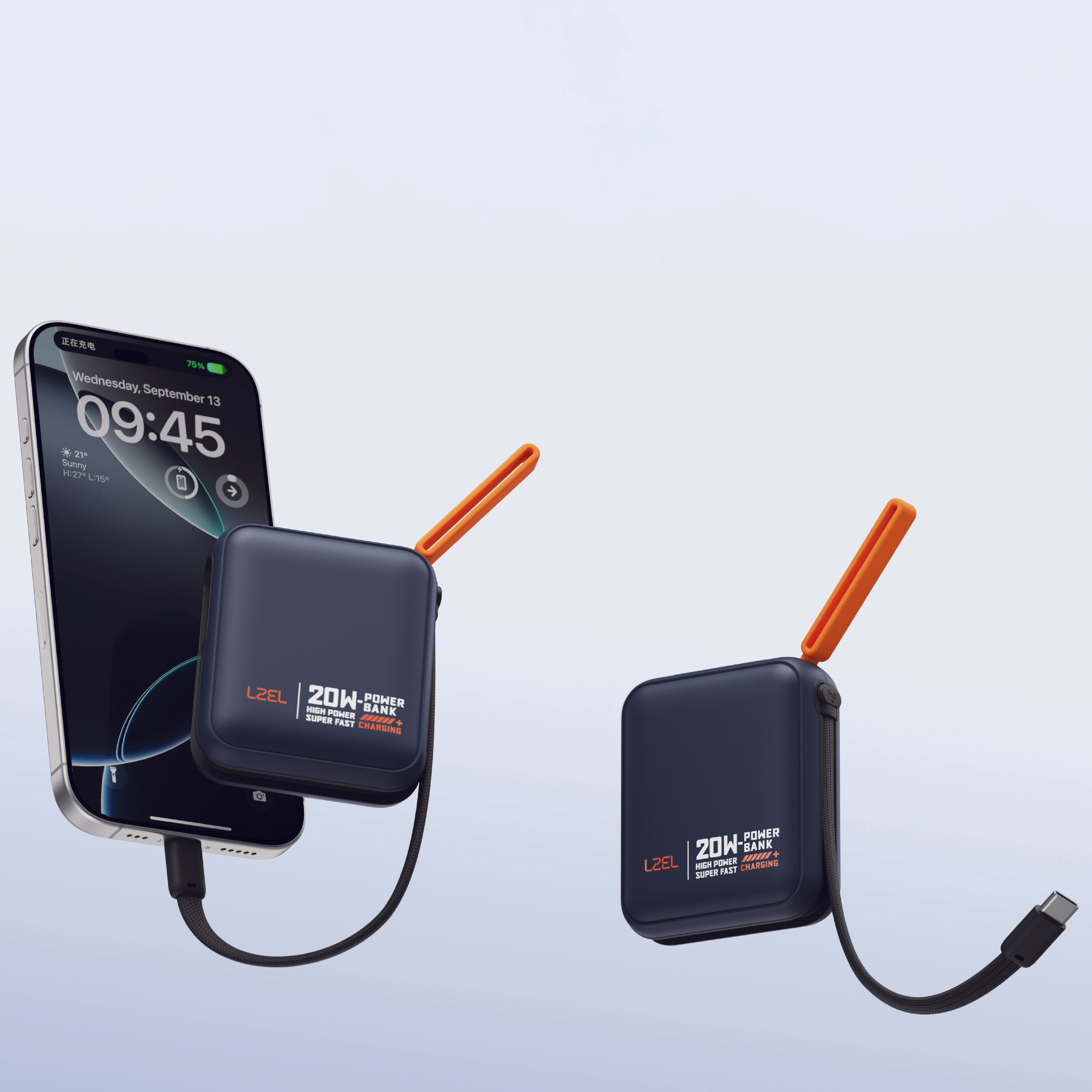 بطارية متنقلة ZenoFlex Charge Mini من ليزل بسعة 10000 مللي أمبير بتقنية الشحن السريع PD | أزرق غامق
