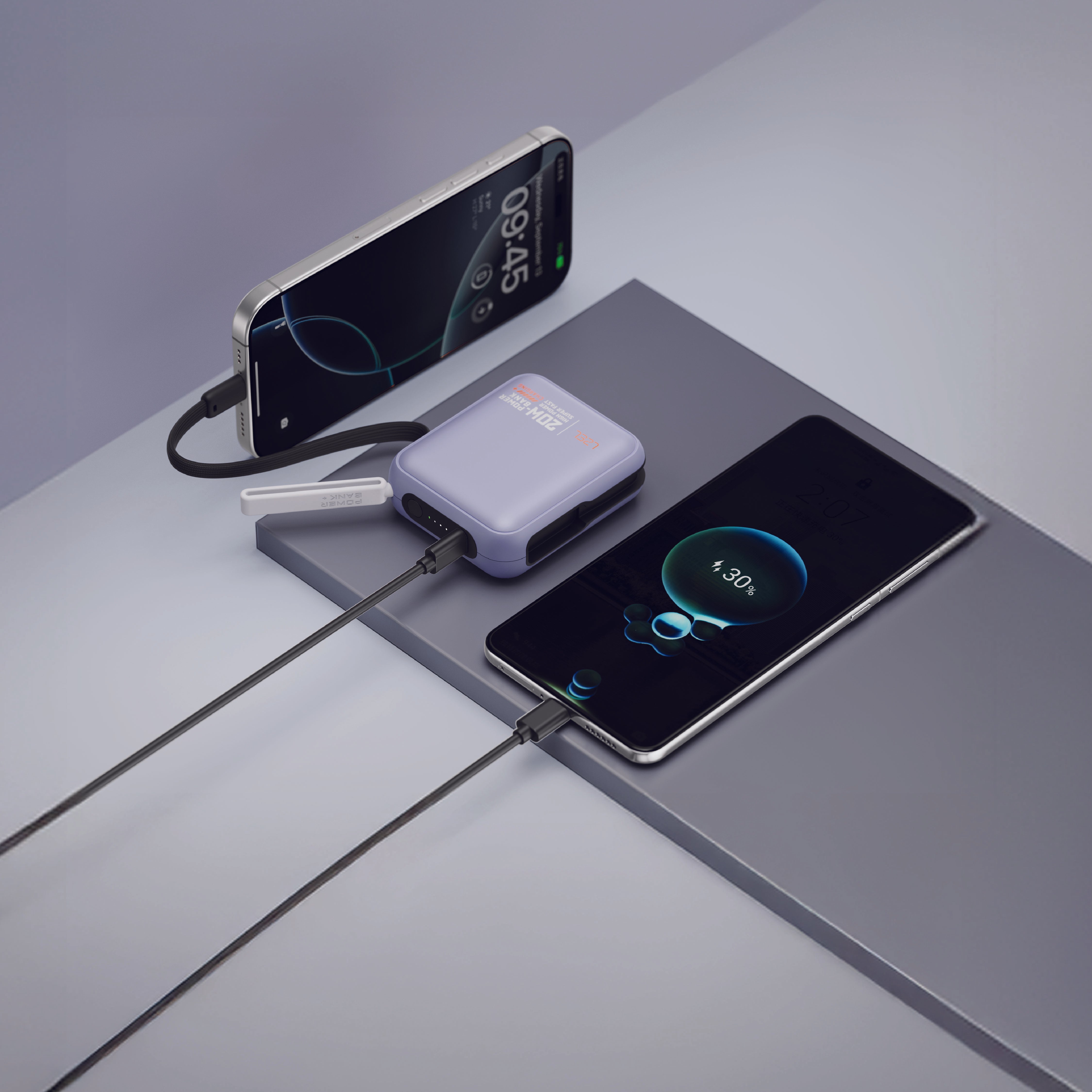 بطارية متنقلة ZenoFlex Charge Mini من ليزل بسعة 10000 مللي أمبير بتقنية الشحن السريع PD | بنفسجي