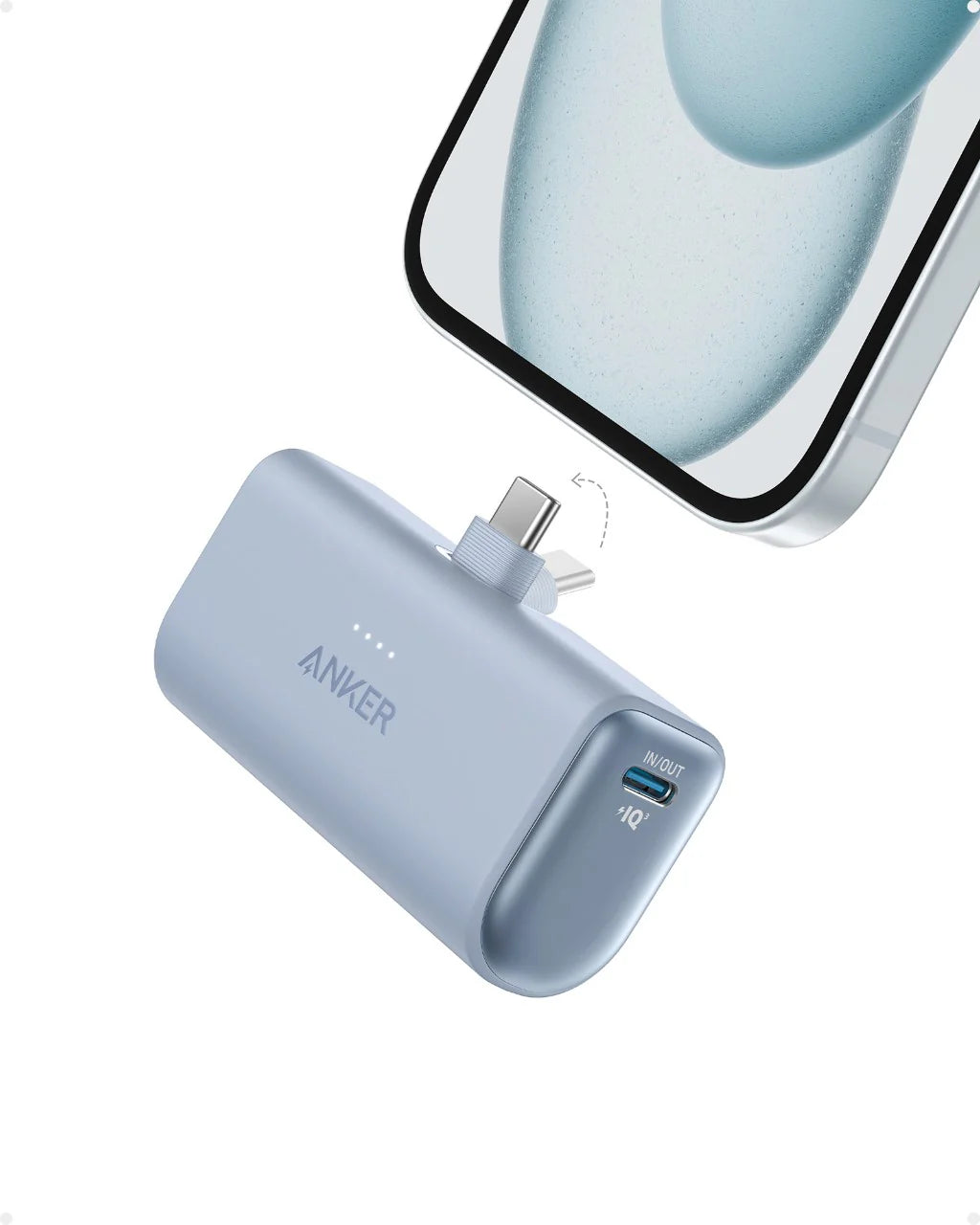 Anker 5000mAh Compact With Foldable USB-C Connectore PD Fast Charging Blue