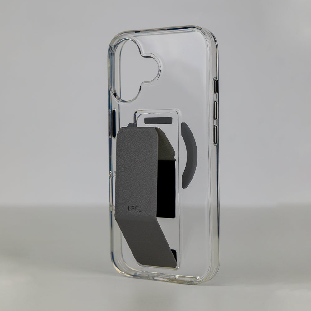 كڤر LZEL MagClear LeatherGrip لهاتف iPhone 17