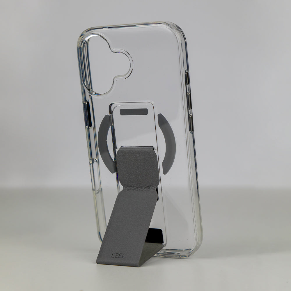 كڤر LZEL MagClear LeatherGrip لهاتف iPhone 17