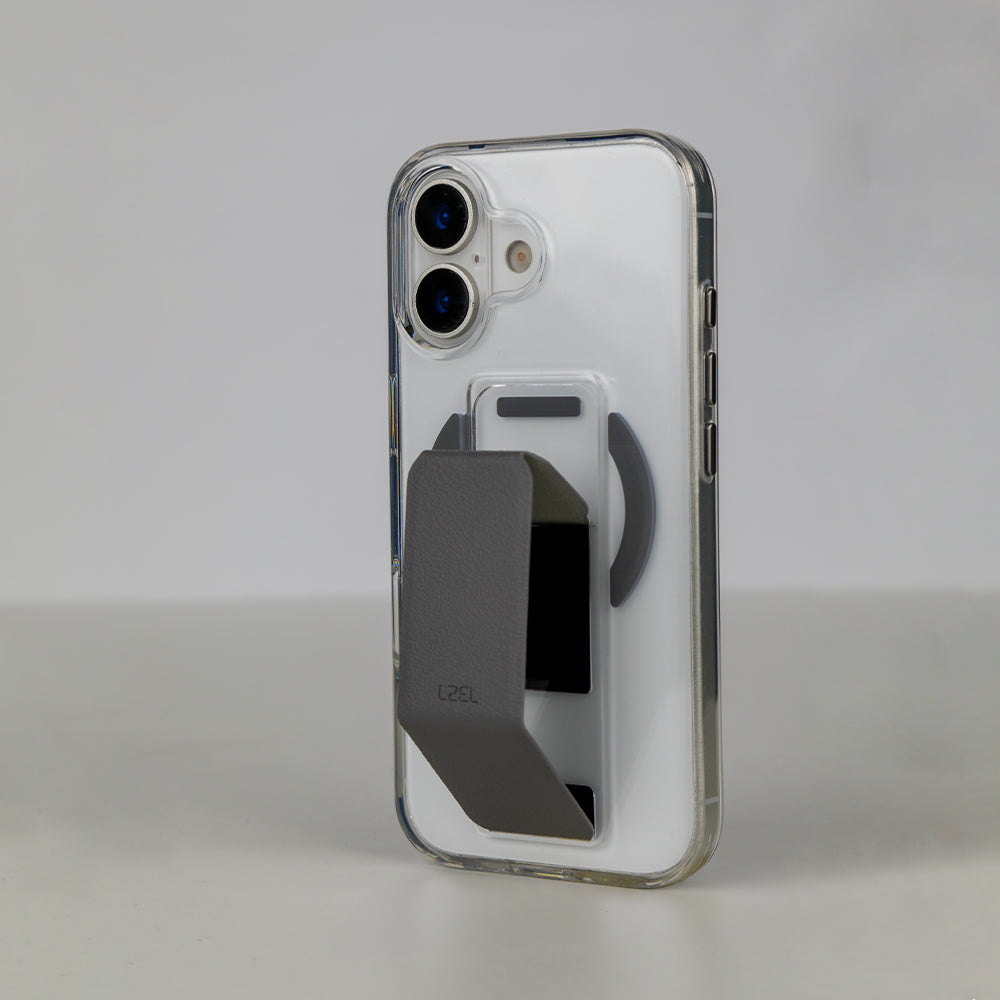 كڤر LZEL MagClear LeatherGrip لهاتف iPhone 17