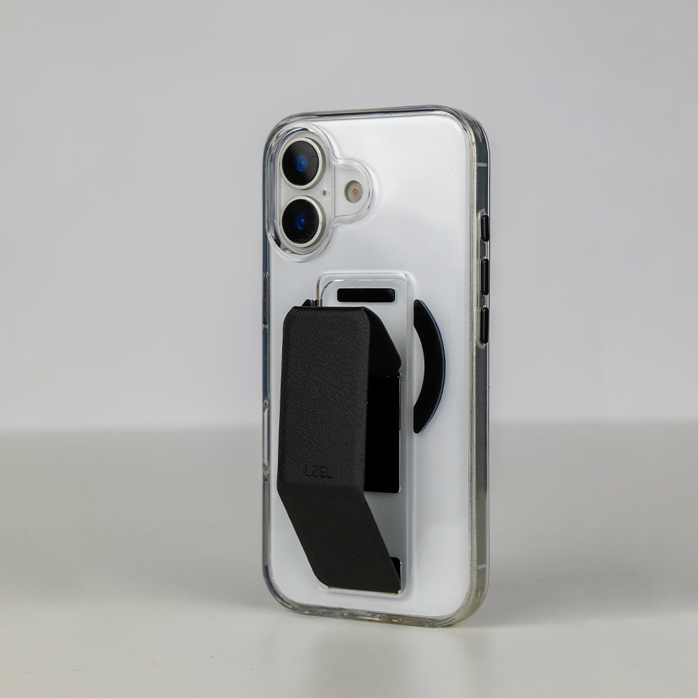 كڤر LZEL MagClear LeatherGrip لهاتف iPhone 17