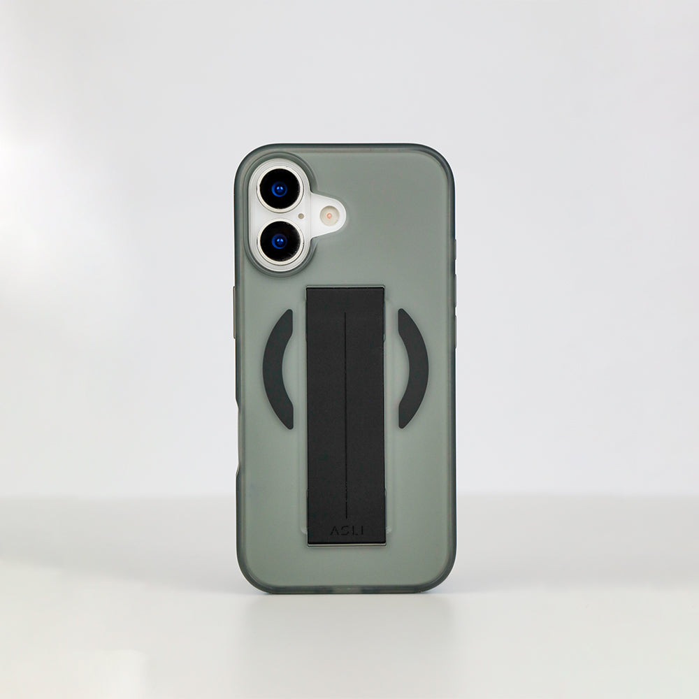 كڤر حماية سيليكون MagTrox Grip من أسلي جلوبال متوافق مع MagSafe مع مسكة مريحة لهاتف iPhone 17 | أسود