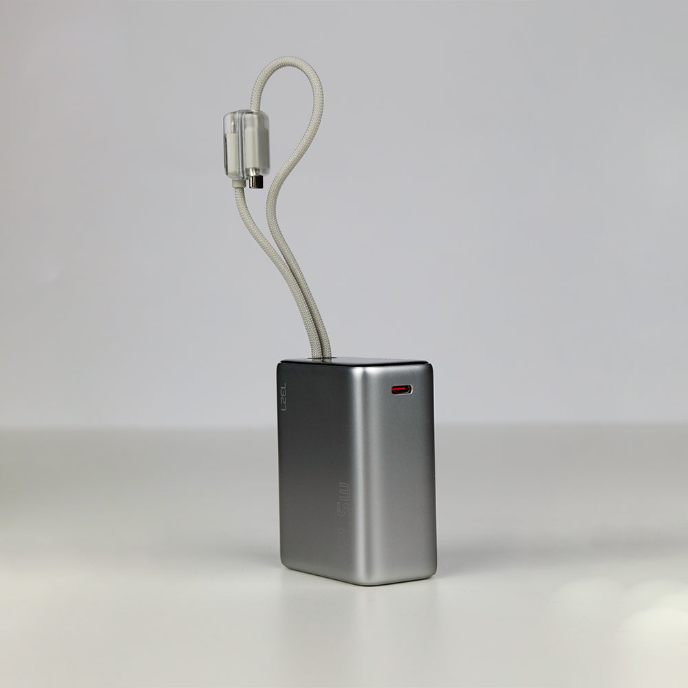 باور بانك من Lzel Neurovolt 15K PD22.5W مع كابلات USB-C وLightning