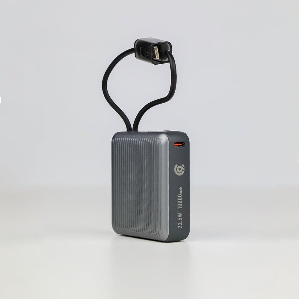 90 Percent Primcore Neo Power Bank – 10000mAh, 22.5W, Dual Built-In Cables, Power Delivery, QC 3.0, USB-C & Lightning