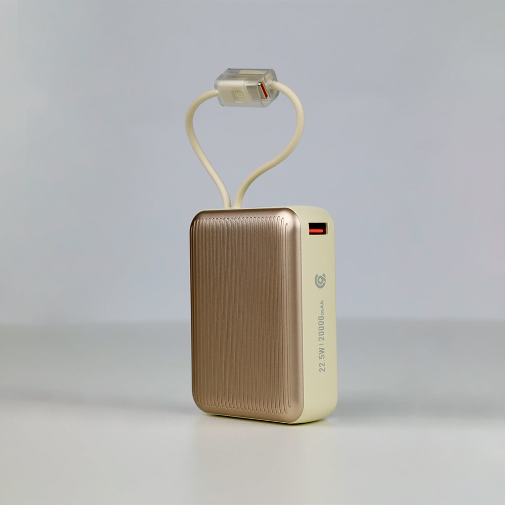 90 Percent Primcore Neo Power Bank – 20000mAh, 22.5W, Dual Built-In Cables, Power Delivery, QC 3.0, USB-C, USB-A & Lightning