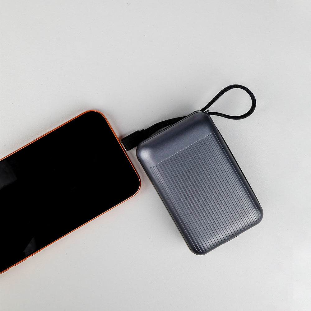 90 Percent Primvolt Sync Power Bank – 10000mAh, 22.5W, Dual Built-In USB-C & Lightning Cables, PD & QC 3.0