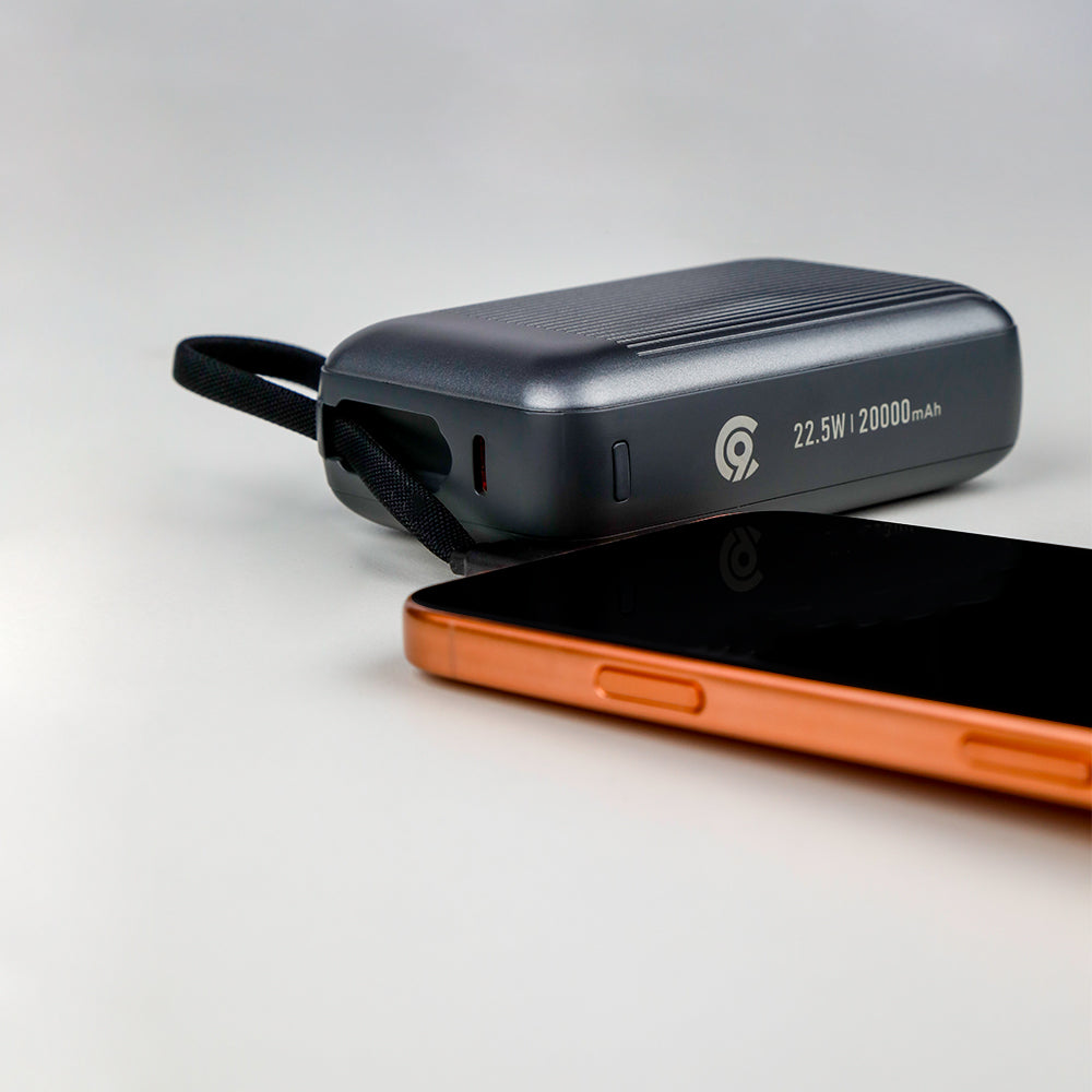 90 Percent Primvolt Sync Power Bank – 10000mAh, 22.5W, Dual Built-In USB-C & Lightning Cables, PD & QC 3.0