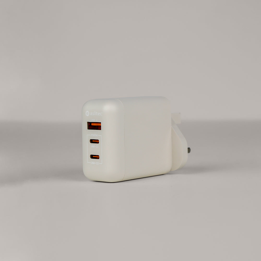 aslitec VexoraGaN 65W – Compact GaN Charger, USB-A + Dual USB-C Triple Ports