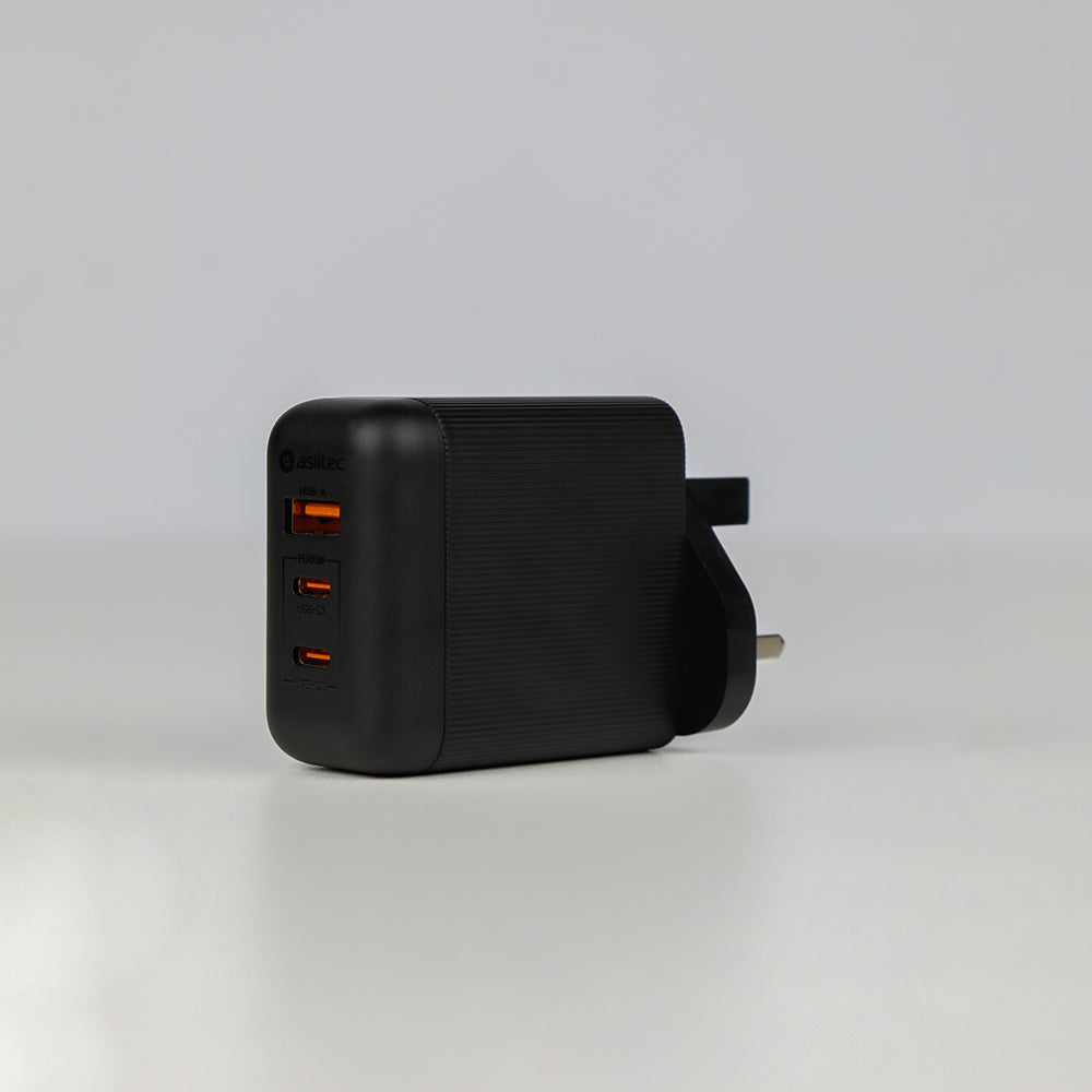aslitec VexoraGaN 65W – Compact GaN Charger, USB-A + Dual USB-C Triple Ports