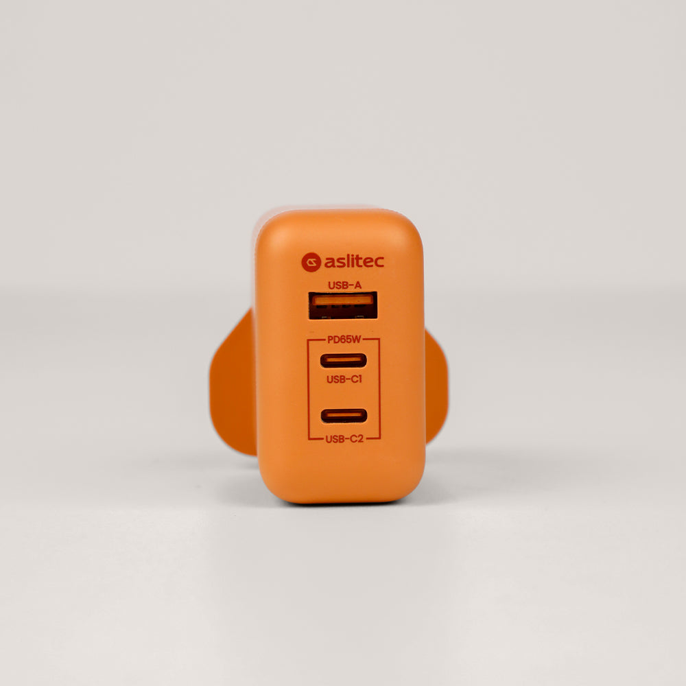 aslitec VexoraGaN 65W – Compact GaN Charger, USB-A + Dual USB-C Triple Ports