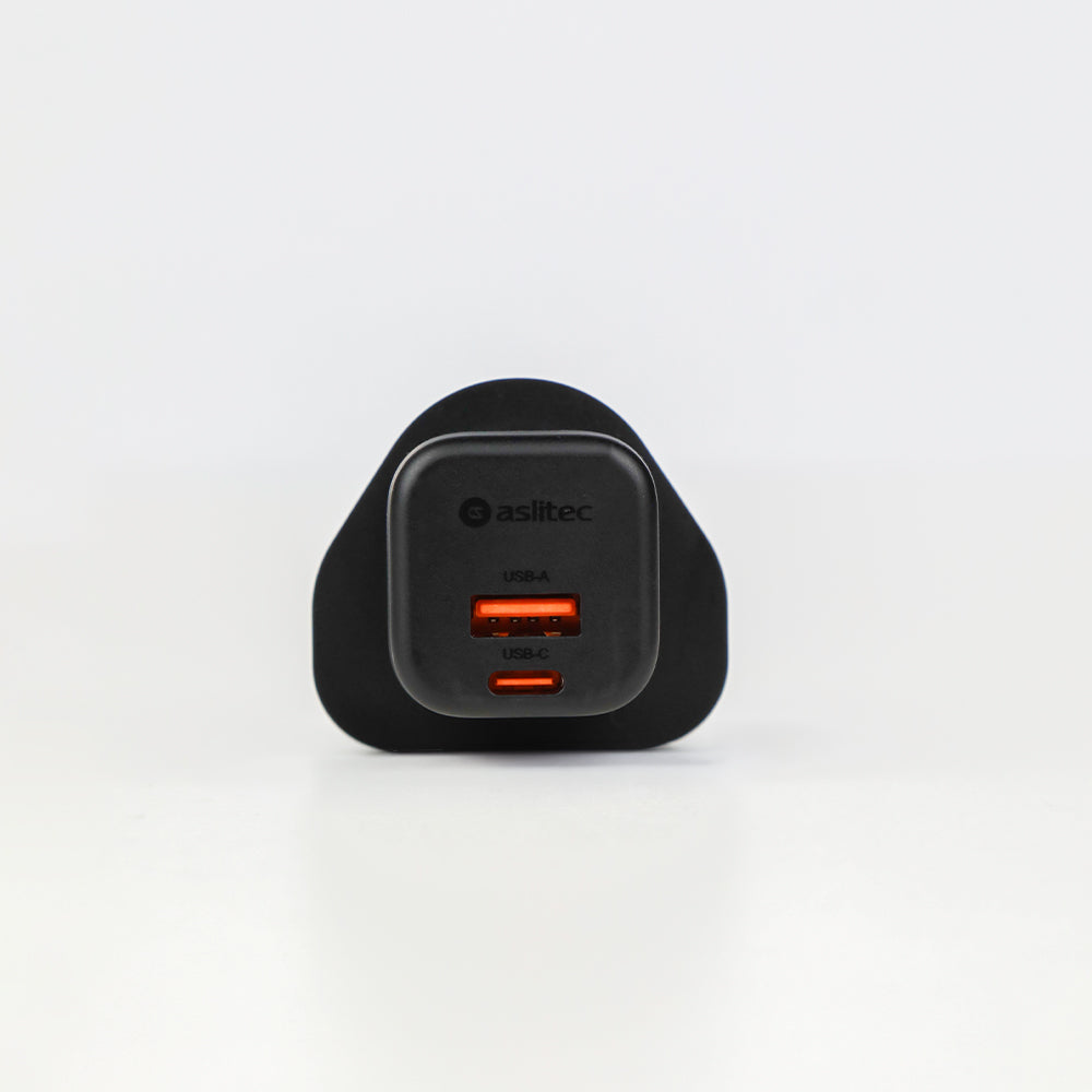aslitec VexoraGaN 35W – Premium GaN Charger, Dual USB-A + USB-C Ports