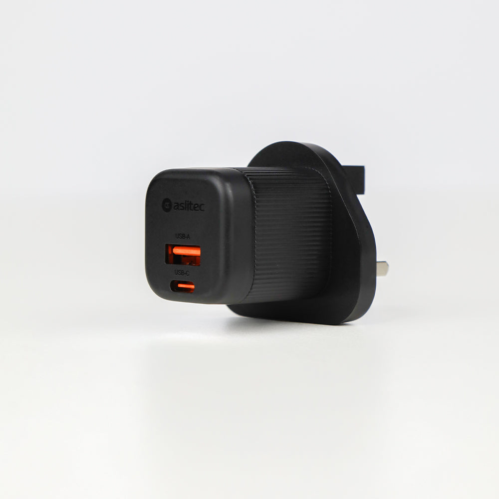 aslitec VexoraGaN 35W – Premium GaN Charger, Dual USB-A + USB-C Ports
