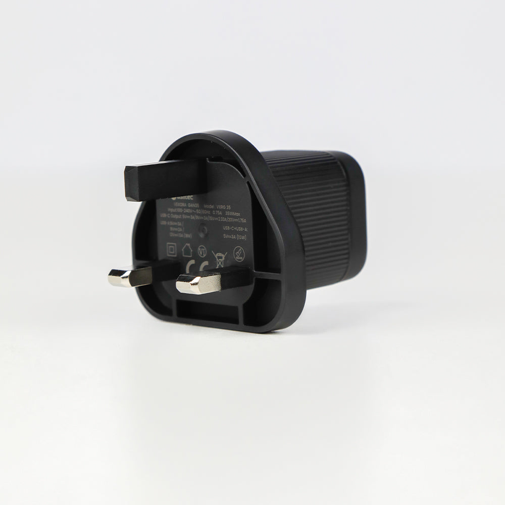 aslitec VexoraGaN 35W – Premium GaN Charger, Dual USB-A + USB-C Ports