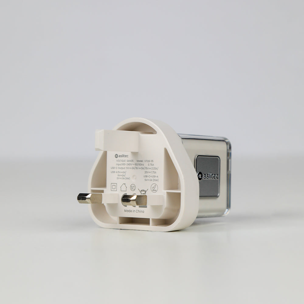 aslitec VoltiqueGaN 35W – Premium GaN Charger, Dual USB-A + USB-C Ports