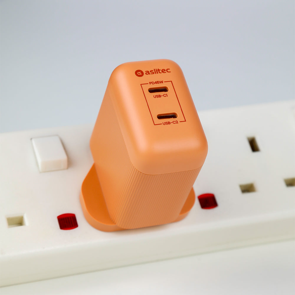 aslitec VexoraGaN 45W – Compact GaN Charger, Dual USB-C Ports