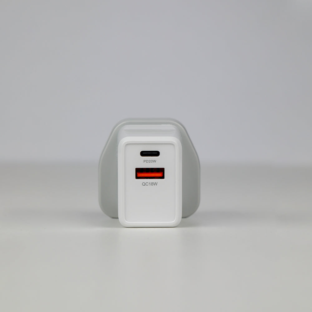 شاحن حائط USB بقوة 20 واط مزدوج المنافذ من ‎90 Percent ‎THUNDERNEO Volt | أبيض