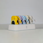 LZEL PentaEnergia Station - 5X 10,000mAh Wireless Power Bank Charging Dock with Colorful Batteries & Built-in Cable | White