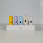 LZEL PentaEnergia Station - 5X 10,000mAh Wireless Power Bank Charging Dock with Colorful Batteries & Built-in Cable | White