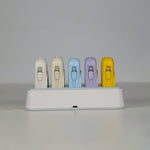 LZEL PentaEnergia Station - 5X 10,000mAh Wireless Power Bank Charging Dock with Colorful Batteries & Built-in Cable | White