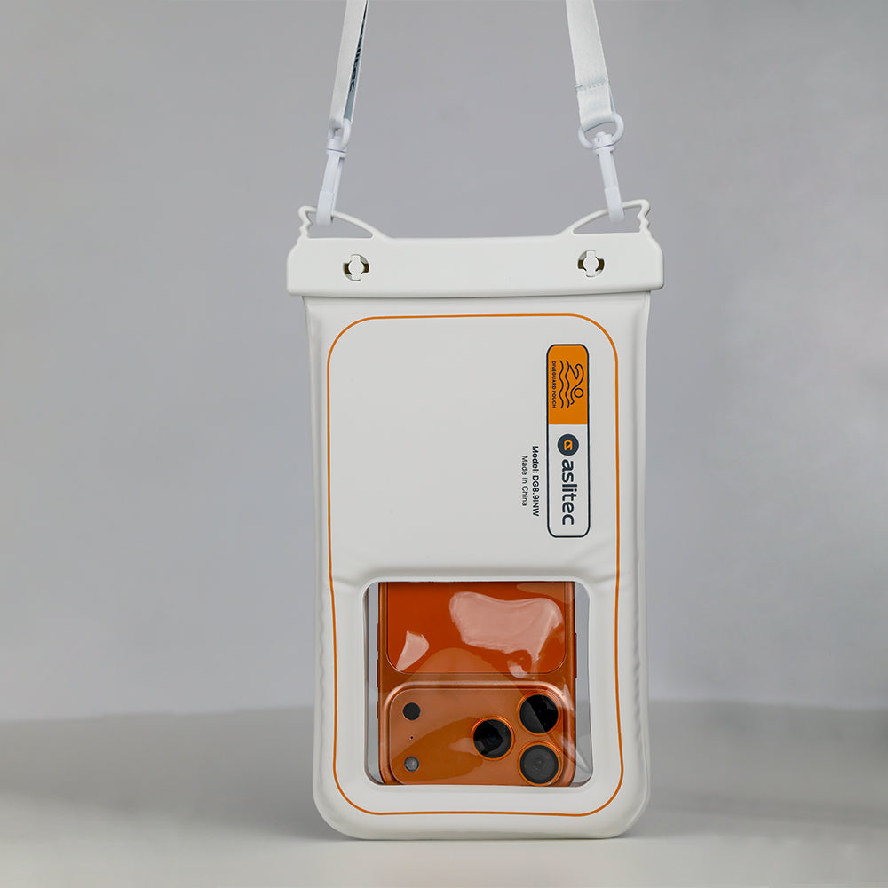 حافظة هاتف مقاومة للماء aslitec DIVEGUARD بمعيار IPX8 وقابلة للطفو مع دعم اللمس، مناسبة حتى مقاس 8.9 بوصة