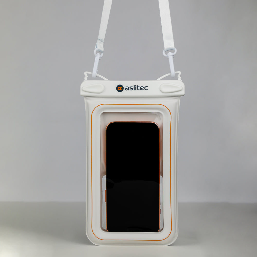 حافظة هاتف مقاومة للماء aslitec DIVEGUARD بمعيار IPX8 وقابلة للطفو مع دعم اللمس، مناسبة حتى مقاس 8.9 بوصة
