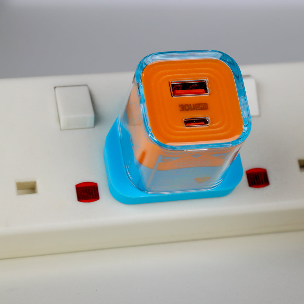 LZEL VoltCharge NanoCore – 30W GaN Transparent Wall Charger