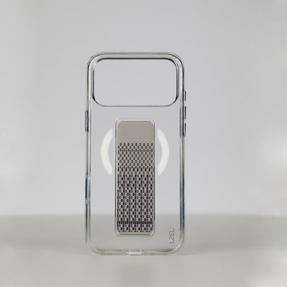 LZEL Clear Leathertand Crystal Clear Magsafe Case With Leather Kickstand For iPhone 18 Pro & 18 Pro Max