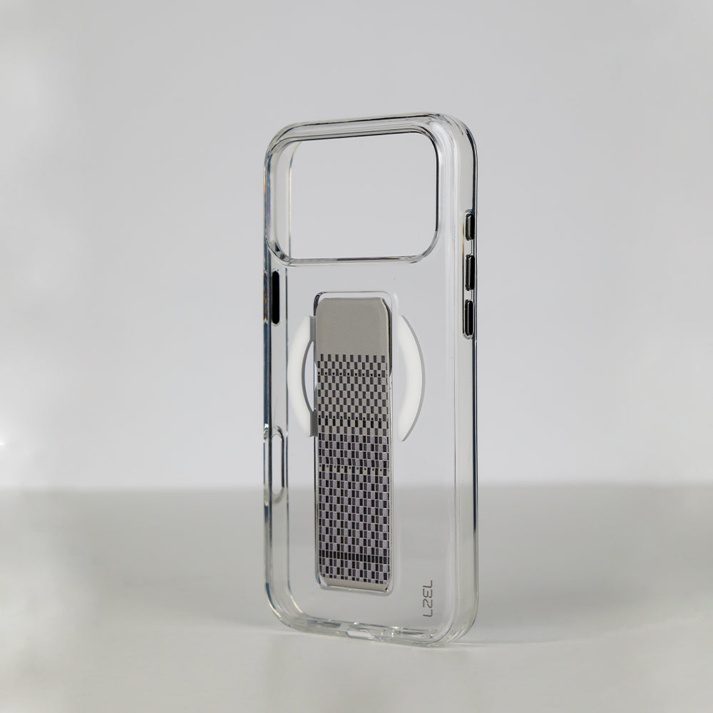 LZEL Clear Leathertand Crystal Clear Magsafe Case With Leather Kickstand For iPhone 18 Pro & 18 Pro Max