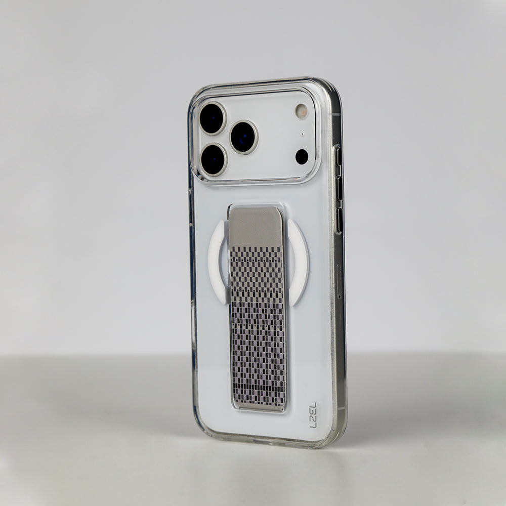 LZEL Clear Leathertand Crystal Clear Magsafe Case With Leather Kickstand For iPhone 18 Pro & 18 Pro Max
