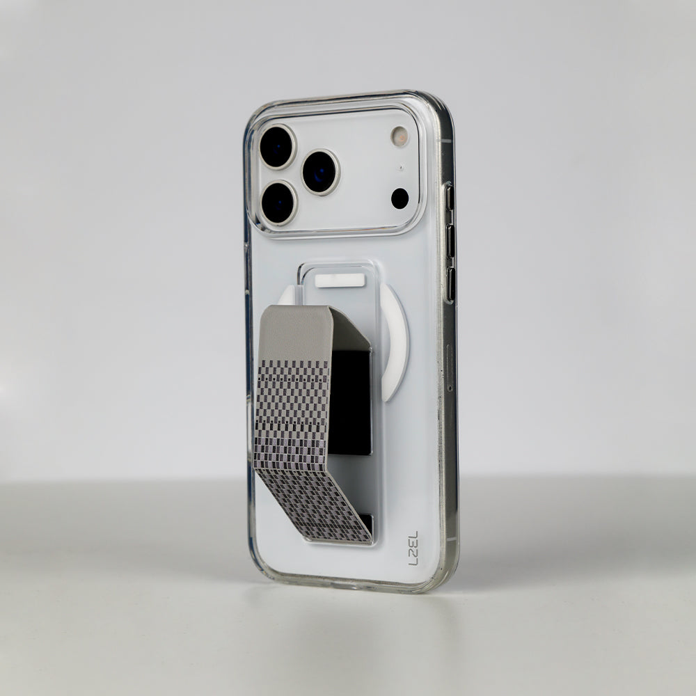 LZEL Clear Leathertand Crystal Clear Magsafe Case With Leather Kickstand For iPhone 18 Pro & 18 Pro Max