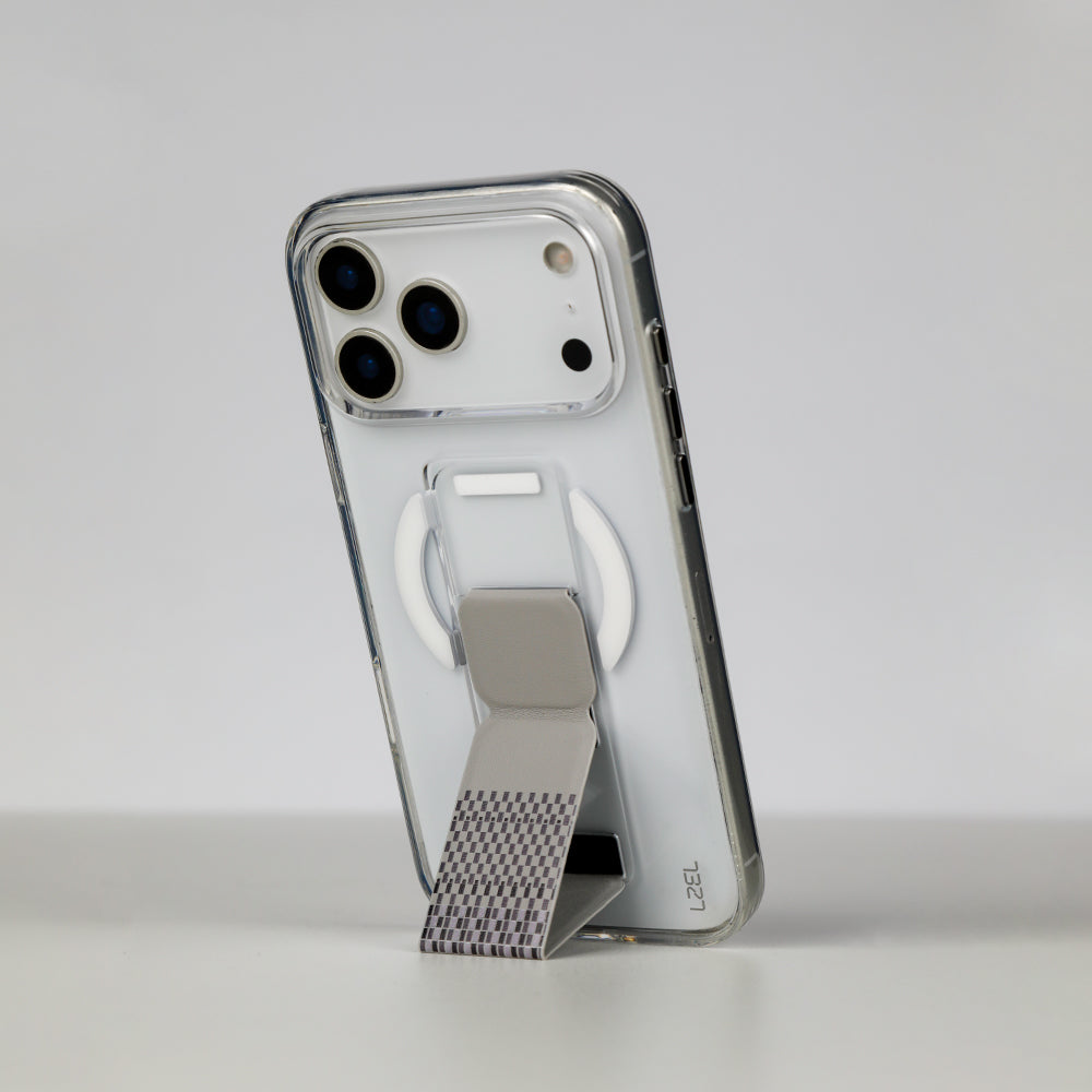 LZEL Clear Leathertand Crystal Clear Magsafe Case With Leather Kickstand For iPhone 18 Pro & 18 Pro Max