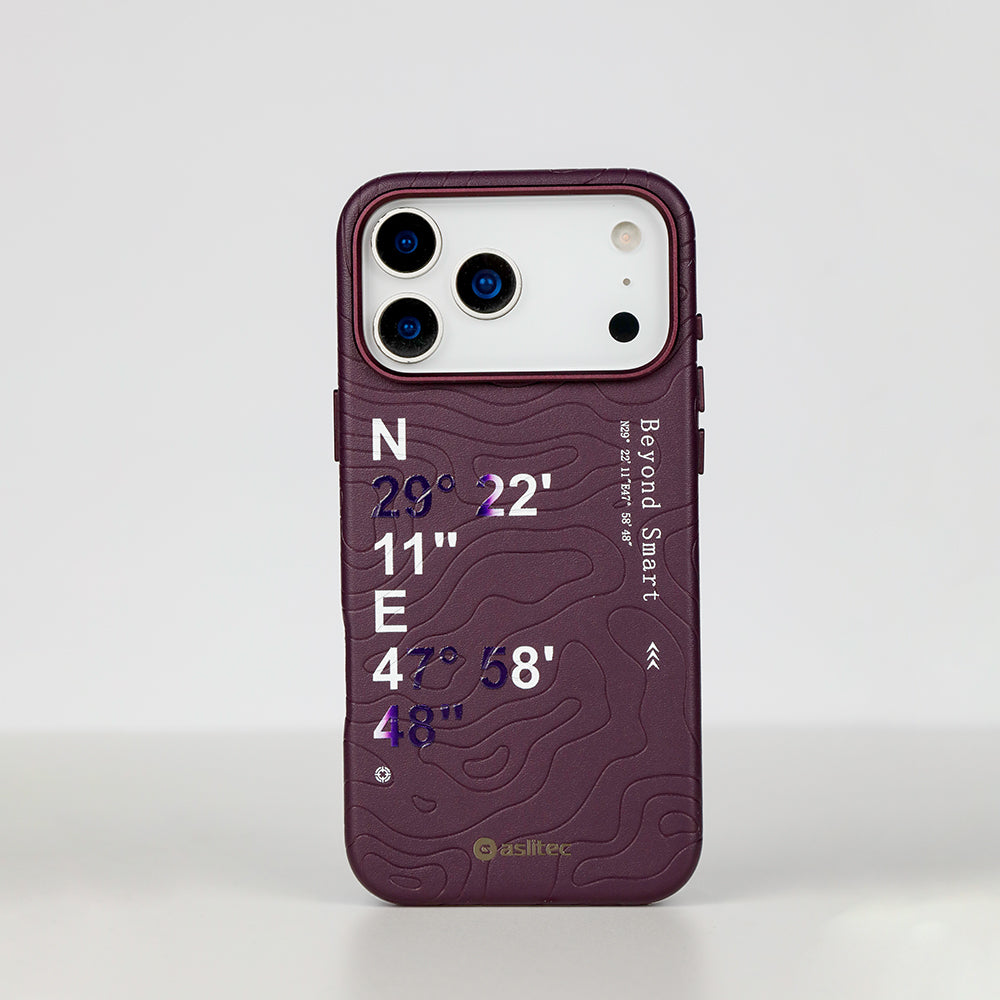 كڤر حماية aslitec Geomag Coordinate من الجلد مع MagSafe لهاتف iPhone 18 Pro 