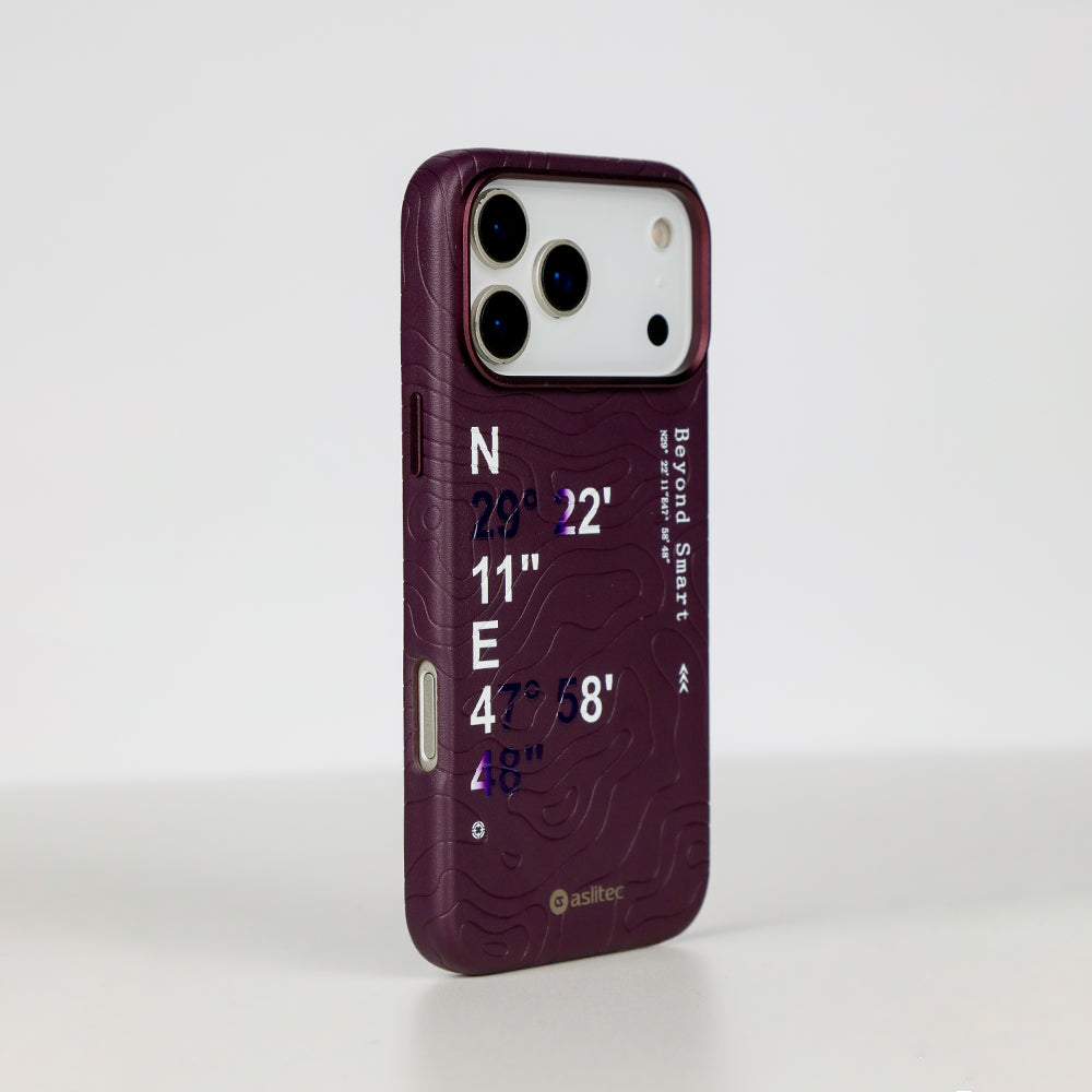كڤر حماية aslitec Geomag Coordinate من الجلد مع MagSafe لهاتف iPhone 18 Pro 