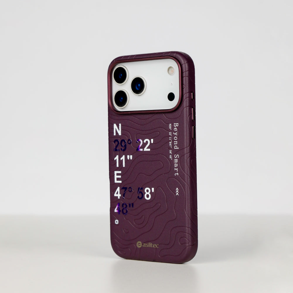 aslitec Geomag Coordinate Sophisticared Leather Magsafe Case With Coordinate Design Case For iPhone 18 Pro Max