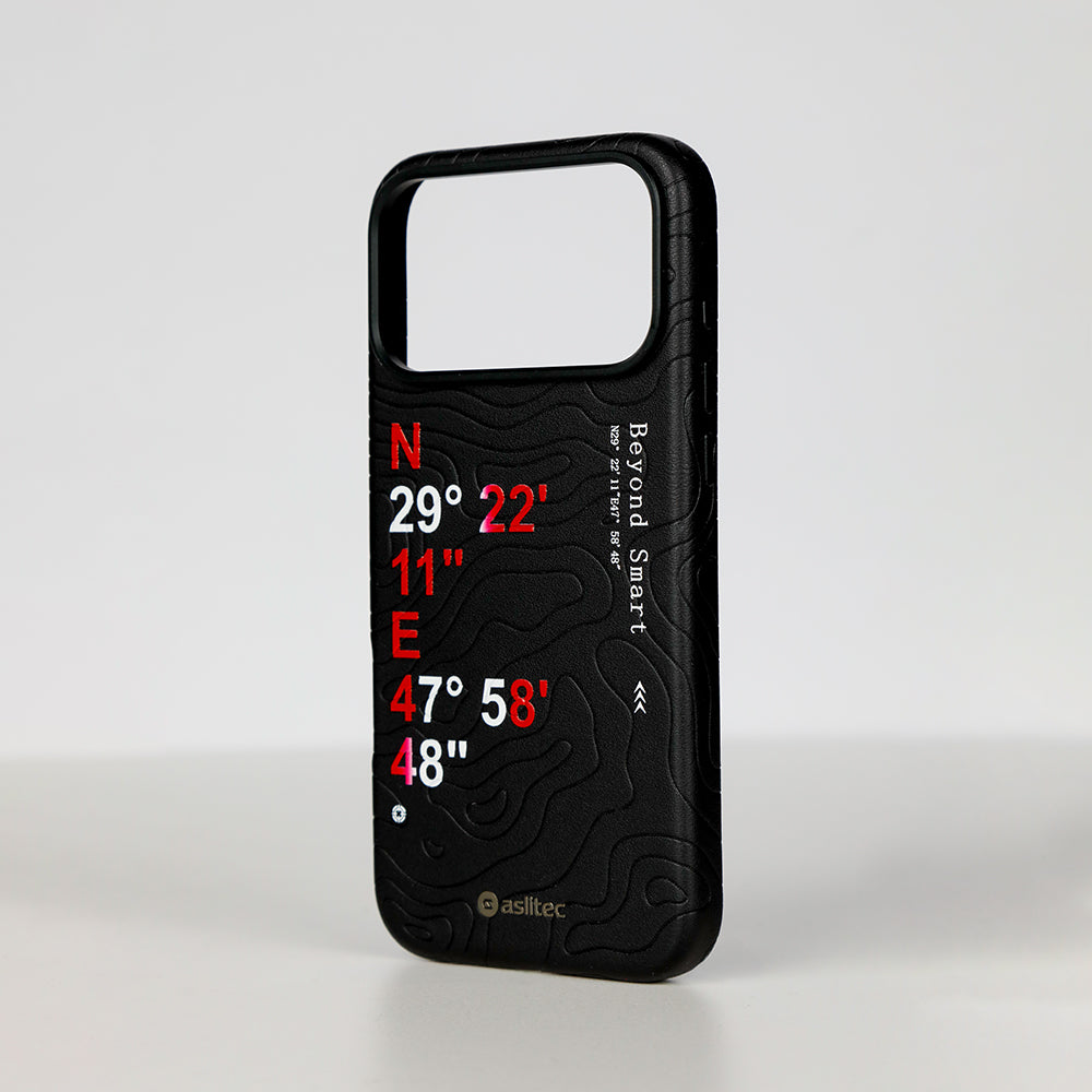 aslitec Geomag Coordinate Sophisticared Leather Magsafe Case With Coordinate Design Case For iPhone 18 Pro Max