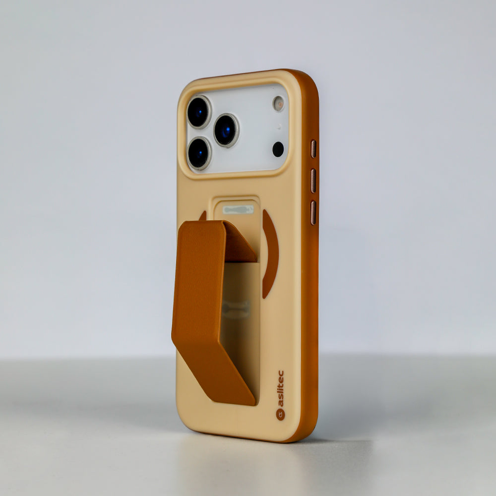 aslitec MagColor Fusion Premium Leather MagSafe Case with Fold-Out Kickstand for iPhone 18 Pro