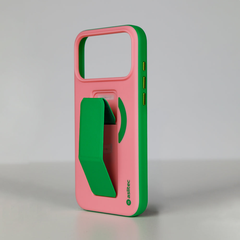 aslitec MagColor Fusion Premium Leather MagSafe Case with Fold-Out Kickstand for iPhone 18 Pro