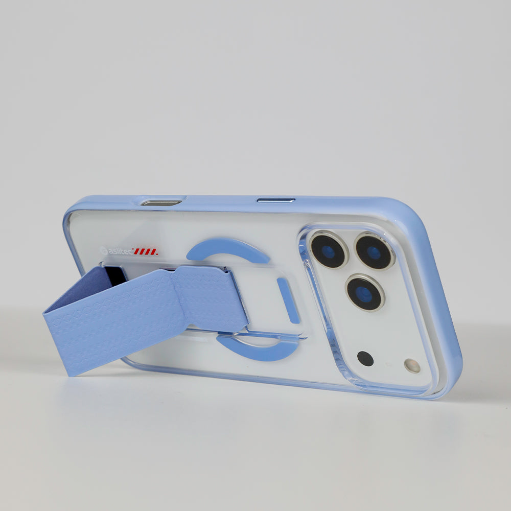كڤر حماية aslitec Luxestand Mag الشفاف مع MagSafe وحامل جلدي لهاتف iPhone 18 Pro 