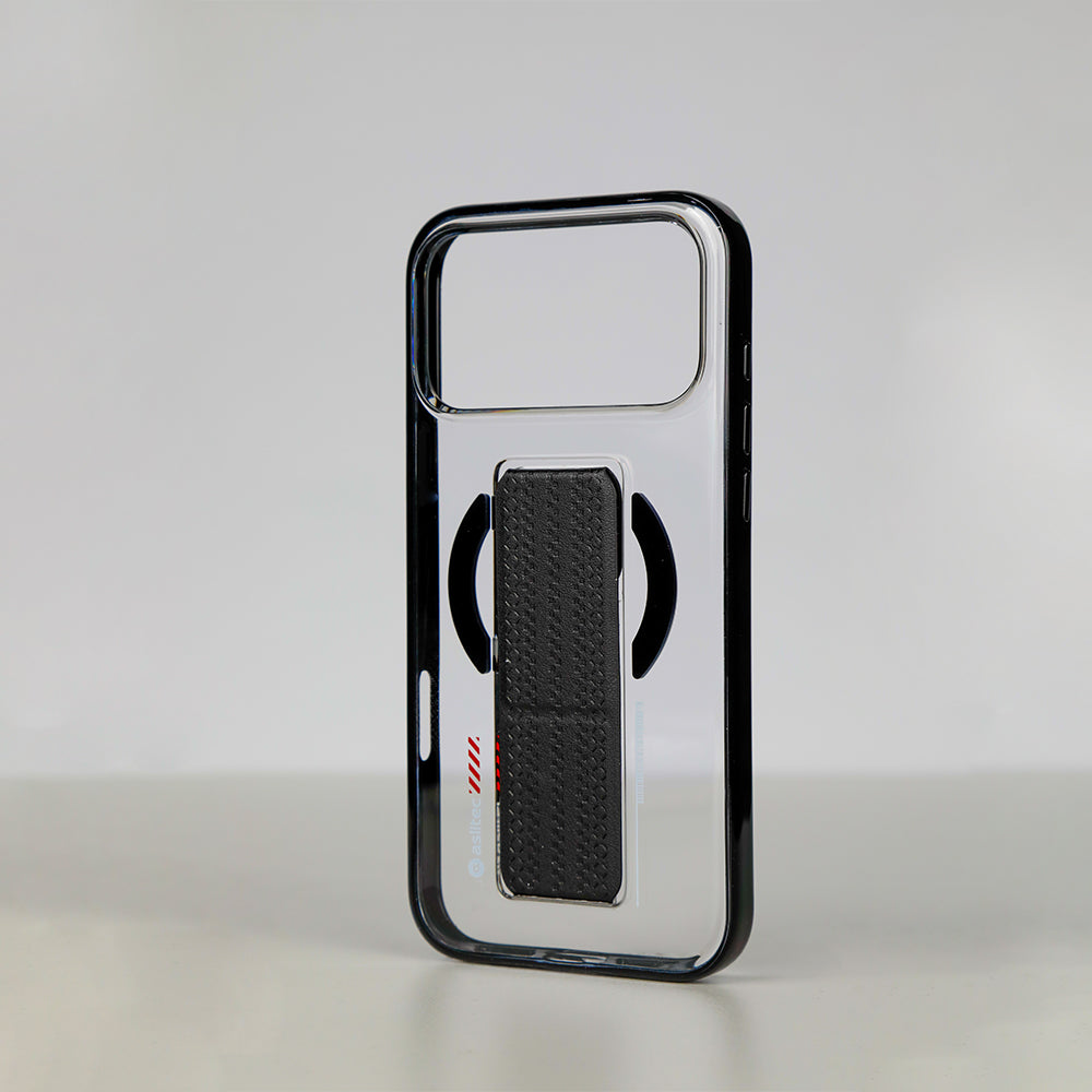 كڤر حماية aslitec Luxestand Mag الشفاف مع MagSafe وحامل جلدي لهاتف iPhone 18 Pro Max