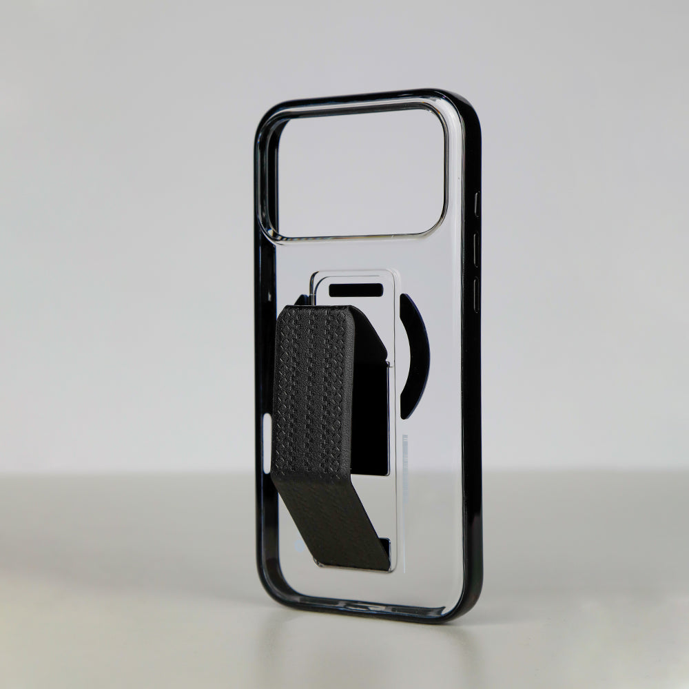 كڤر حماية aslitec Luxestand Mag الشفاف مع MagSafe وحامل جلدي لهاتف iPhone 18 Pro 