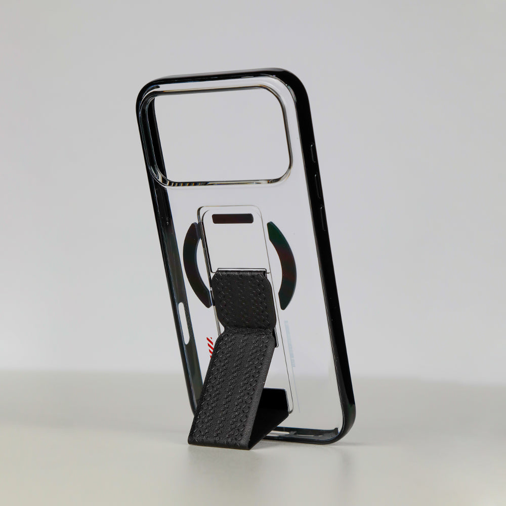 كڤر حماية aslitec Luxestand Mag الشفاف مع MagSafe وحامل جلدي لهاتف iPhone 18 Pro Max