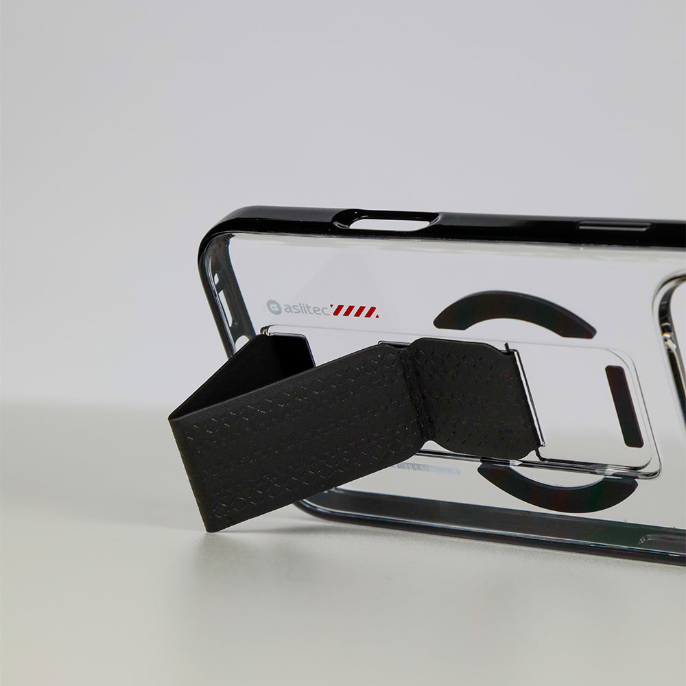 كڤر حماية aslitec Luxestand Mag الشفاف مع MagSafe وحامل جلدي لهاتف iPhone 18 Pro Max