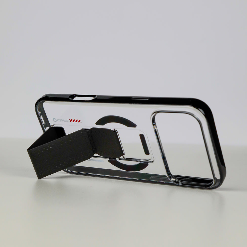 كڤر حماية aslitec Luxestand Mag الشفاف مع MagSafe وحامل جلدي لهاتف iPhone 18 Pro Max