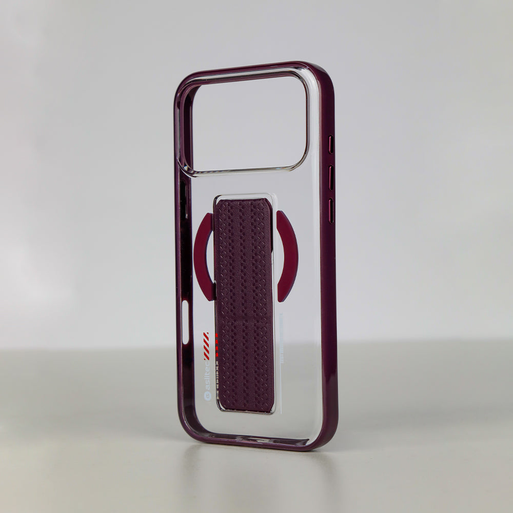 كڤر حماية aslitec Luxestand Mag الشفاف مع MagSafe وحامل جلدي لهاتف iPhone 18 Pro Max