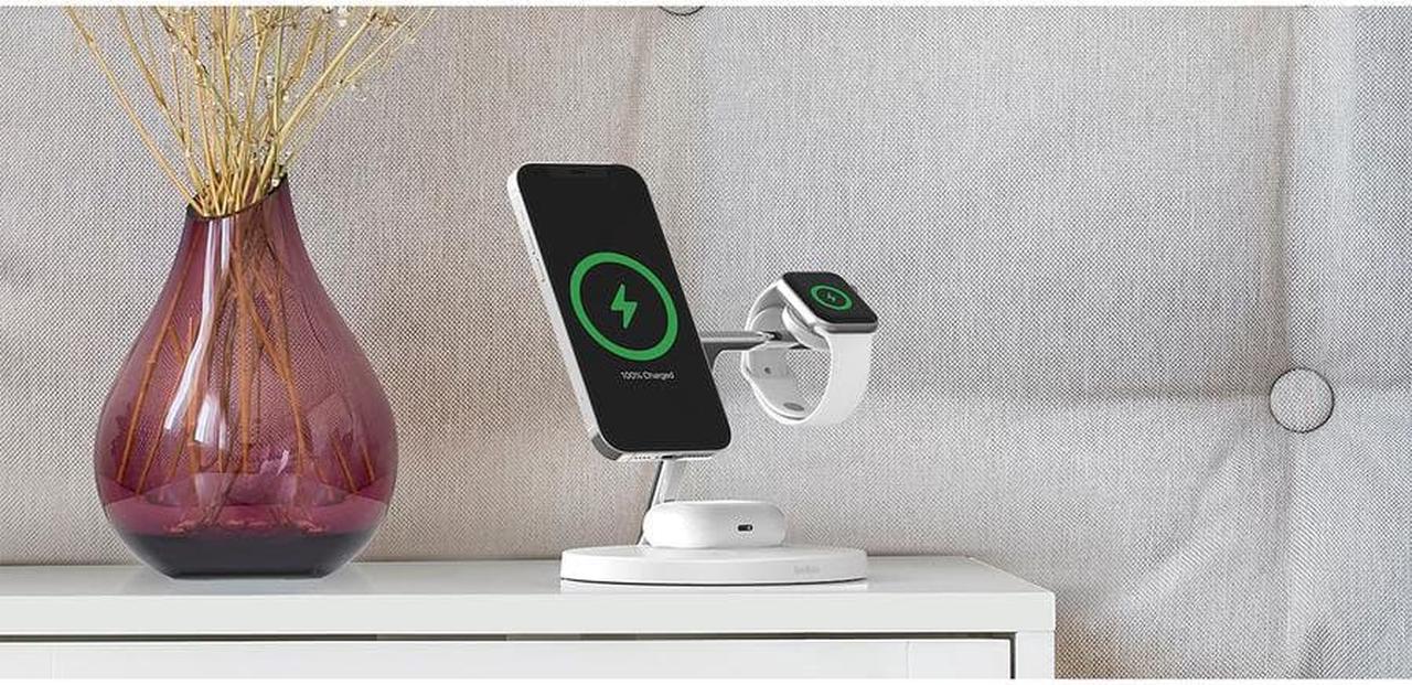 3-in-1 15W Fast Wireless Charging Station - White