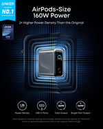 Anker Prime Charger – 160W, 3 Ports, Smart Display | Silver