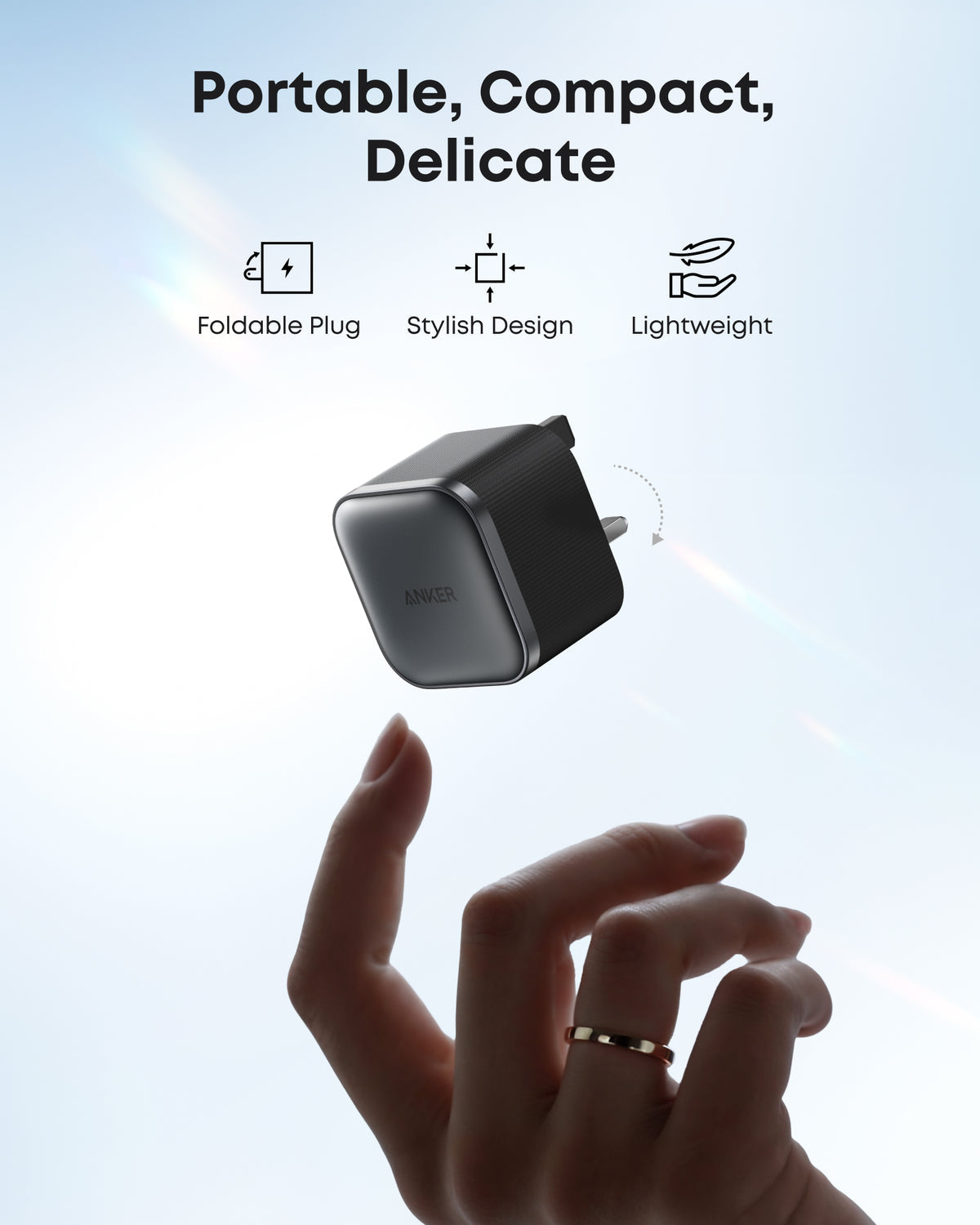 شاحن ANKER Nano بقدرة 45 واط – شحن سريع مع كابل USB-C إلى USB-C | أسود